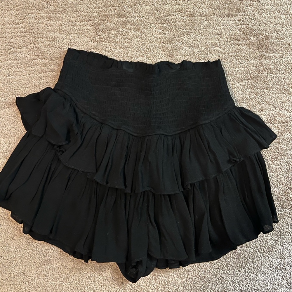Mustard Seed Black Tiered Ruffle Mini Skirt